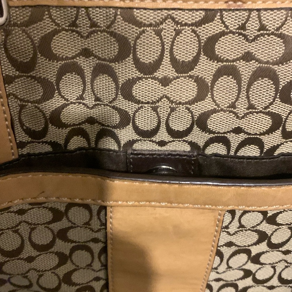 Coach Tan Double Strap Multi Pocket Tote Purse - Picture 7 of 15